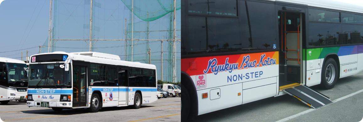 路線バス人と環境に優しいバスとしてノンステップバスやEVバスを導入し、地域の方々の信頼を着実に得てきております。バスは街づくりと観光地域づくりの中心であり、一番身近な交通手段であることを念頭に置き地域に密着した愛されるバスを目指します。